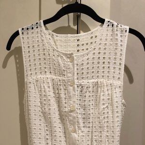 J. Crew White Square Eyelet Midi Dress